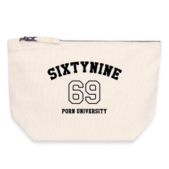 69 Porn University - Pochette zippée en toile 18 x 19 cm - blanc naturel - Devant