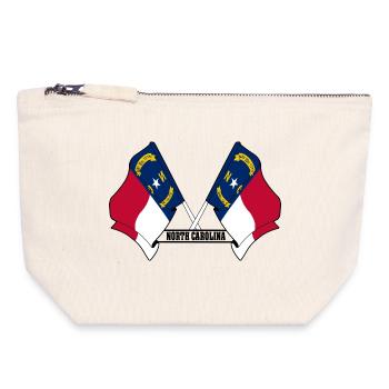 Deux drapeaux texte CAROLINE DU NORD - Pochette zippée en toile 18 x 19 cm - blanc naturel - Devant