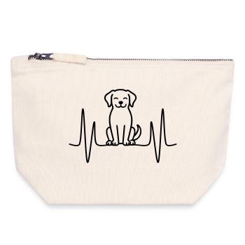 Dog heartbeat line motif - Canvas Zip Pouch 18 x 19 cm - nature - Front