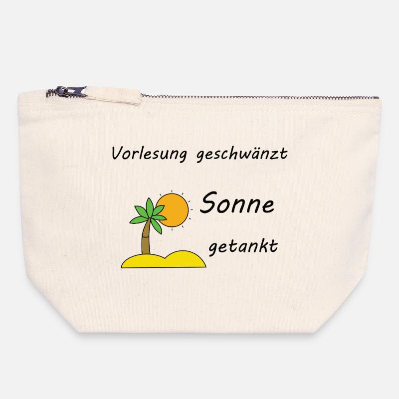 Unispruch "Sonne getankt" Geschenk, Studenten - Canvas Reißverschluss-Täschchen (18 x 19 cm) - Naturweiß