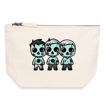 Zombies Halloween Bande dessinée mignonne - Pochette zippée en toile 18 x 19 cm - blanc naturel - Devant