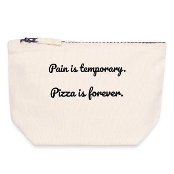 Pain is temporary; Pizza is forever - Canvas Zip Pouch 18 x 19 cm - nature - Front