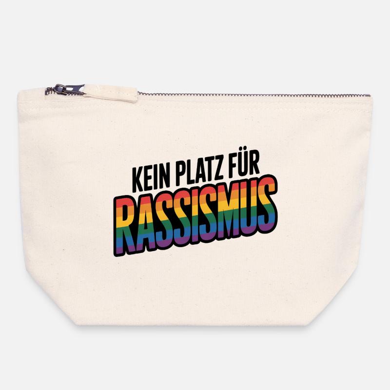 Pas de place pour le racisme - Logo Cool Pride - Pochette zippée en toile 18 x 19 cm - blanc naturel