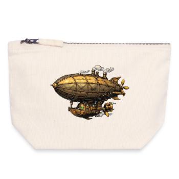 Steampunk Airship Zeppelin - Canvas Zip Pouch 18 x 19 cm - nature - Front