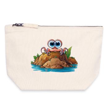 Pebble crab with googly eyes - Canvas Zip Pouch 18 x 19 cm - nature - Front