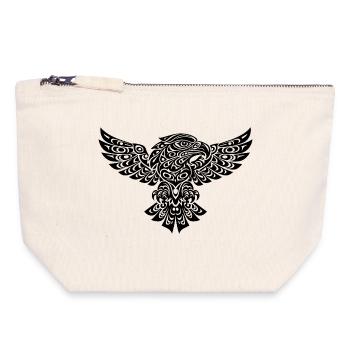 Tribal Adler – Kraftvolles Schwarz-Weiß-Design - Canvas Reißverschluss-Täschchen (18 x 19 cm) - Naturweiß - Vorne