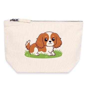 Cartoon Rider Puppy on Grass - Canvas Zip Pouch 18 x 19 cm - nature - Front