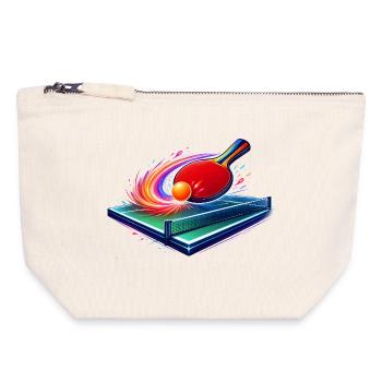 Joueur du club de tennis de table Joueur de club de ping-pong - Pochette zippée en toile 18 x 19 cm - blanc naturel - Devant