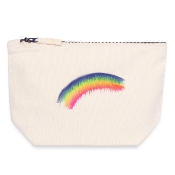 Regenbogen Pinselbogen - Canvas Reißverschluss-Täschchen (18 x 19 cm) - Naturweiß - Vorne