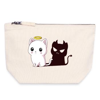 Ange de Kawaii avec Ombre de Démon - Pochette zippée en toile 18 x 19 cm - blanc naturel - Devant