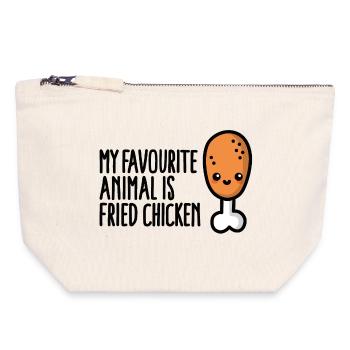 Mon animal préféré est le dessin animé mignon de poulet frit - Pochette zippée en toile 18 x 19 cm - blanc naturel - Devant