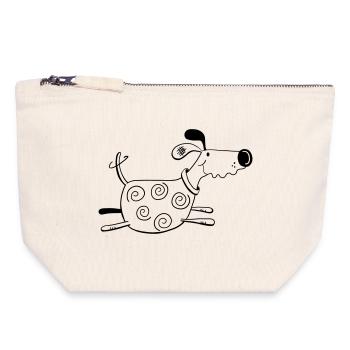 Funny Running Dog - Dogs - Gift - Cartoon - Canvas Zip Pouch 18 x 19 cm - nature - Front