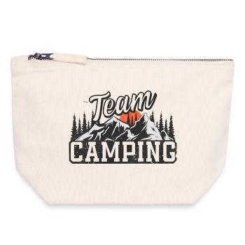 Équipe Camping - Pochette zippée en toile 18 x 19 cm - blanc naturel - Devant