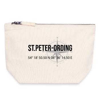 Koordinaten St Peter Ording - Canvas Reißverschluss-Täschchen (18 x 19 cm) - Naturweiß - Vorne