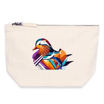 Colorful Mandarin Duck – A Touch of Exotic Elegance - Canvas Zip Pouch 18 x 19 cm - nature - Front