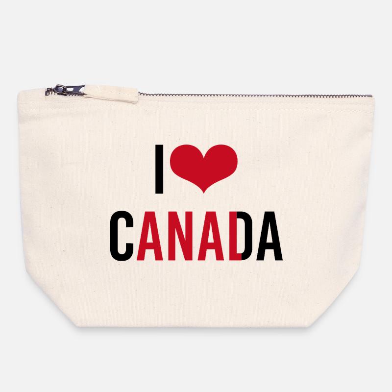 J’aime le Canada - Pochette zippée en toile 18 x 19 cm - blanc naturel