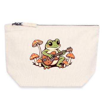 Frog joue de la guitare - Pochette zippée en toile 18 x 19 cm - blanc naturel - Devant