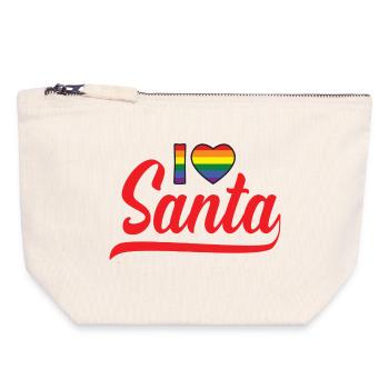 I Love Santa Herz Weihnachten XMAS Advent Winter - Canvas Reißverschluss-Täschchen (18 x 19 cm) - Naturweiß - Vorne