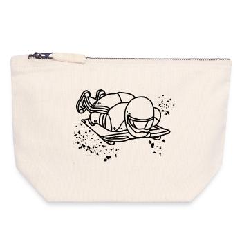 Skeleton Bobsleigh Winter Sports Sled - Canvas Zip Pouch 18 x 19 cm - nature - Front