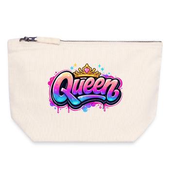 Queen Graffiti Kronen-Design - Canvas Reißverschluss-Täschchen (18 x 19 cm) - Naturweiß - Vorne