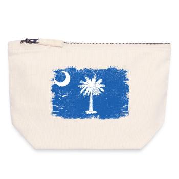 Drapeau de Caroline du Sud vieilli - Pochette zippée en toile 18 x 19 cm - blanc naturel - Devant