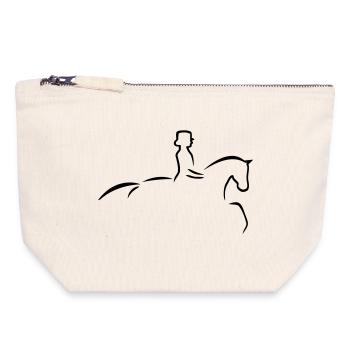 Cheval de dressage - Pochette zippée en toile 18 x 19 cm - blanc naturel - Devant