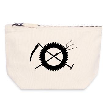 Gabel Sense Zahnrad Landwirt Symbol - Canvas Reißverschluss-Täschchen (18 x 19 cm) - Naturweiß - Vorne