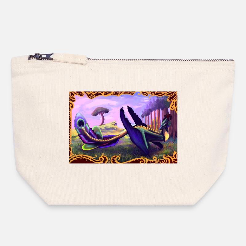 Dinosaurier - Canvas Reißverschluss-Täschchen (18 x 19 cm) - Naturweiß