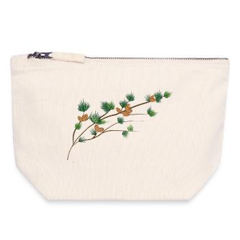 filigree drawn larch branch with cones - Canvas Zip Pouch 18 x 19 cm - nature - Front