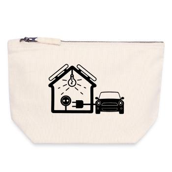 House with solar panels car - Canvas Zip Pouch 18 x 19 cm - nature - Front