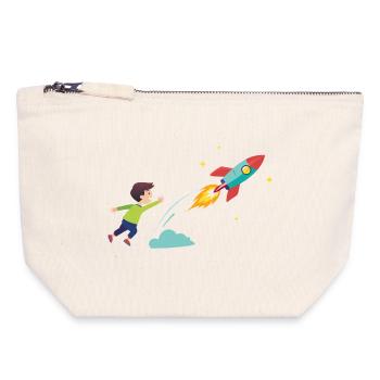 Kid Rocket Launch Adventure - Canvas Zip Pouch 18 x 19 cm - nature - Front