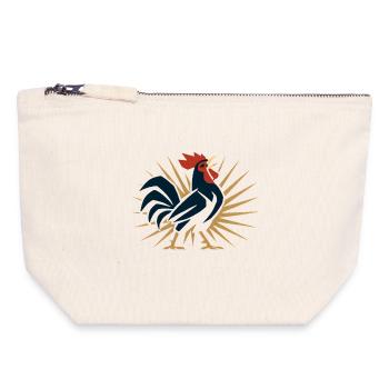 Rooster Sun Folk Art - Canvas Zip Pouch 18 x 19 cm - nature - Front