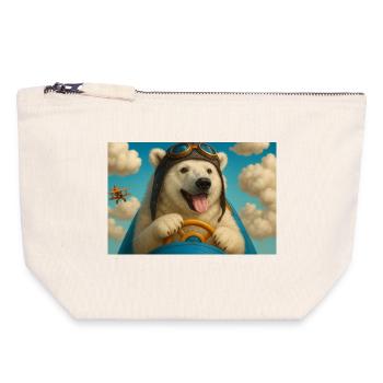 Aviator Dog Goes on an Adventure - Canvas Zip Pouch 18 x 19 cm - nature - Front