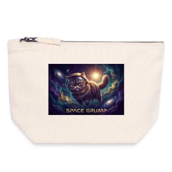 Space Grump Space Cat Neon - Canvas Zip Pouch 18 x 19 cm - nature - Front