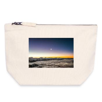 Mondaufgang über einem Meer aus Wolken bei Tagesanbruch - Canvas Reißverschluss-Täschchen (18 x 19 cm) - Naturweiß - Vorne