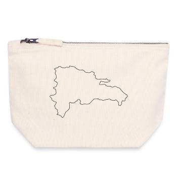 Carte de la République dominicaine - Pochette zippée en toile 18 x 19 cm - blanc naturel - Devant