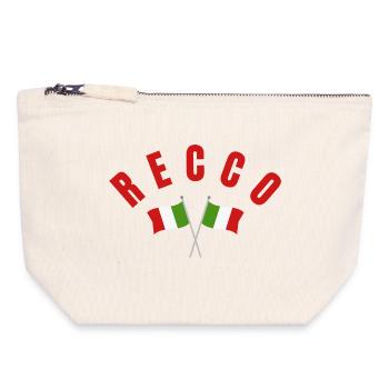 Recco Drapeaux italiens croisés - Pochette zippée en toile 18 x 19 cm - blanc naturel - Devant