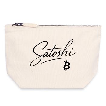 Satoshi Bitcoin Schriftzug Design Schwarz - Canvas Reißverschluss-Täschchen (18 x 19 cm) - Naturweiß - Vorne