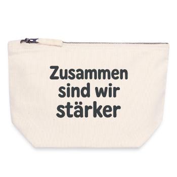 Zusammen sind wir stärker Spruch für Aktivisten - Canvas Reißverschluss-Täschchen (18 x 19 cm) - Naturweiß - Vorne
