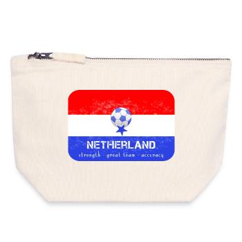 Drapeau des Pays-Bas avec maillot de l’équipe de football - Pochette zippée en toile 18 x 19 cm - blanc naturel - Devant