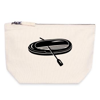 Inflatable boat with two paddles - Canvas Zip Pouch 18 x 19 cm - nature - Front