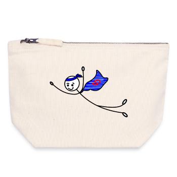 Superhero stickmen - Canvas Zip Pouch 18 x 19 cm - nature - Front
