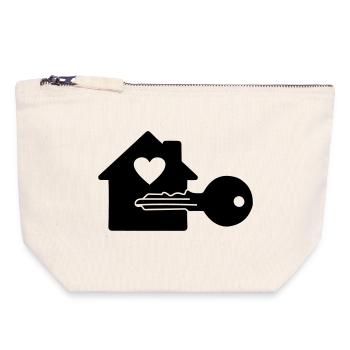 Key with house key heart - Canvas Zip Pouch 18 x 19 cm - nature - Front