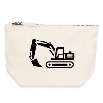 Excavator Contours: Silhouette of a Construction Equipment Operator - Canvas Zip Pouch 18 x 19 cm - nature - Front