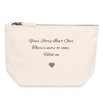 Votre histoire n'est pas terminée. - Pochette zippée en toile 18 x 19 cm - blanc naturel - Devant