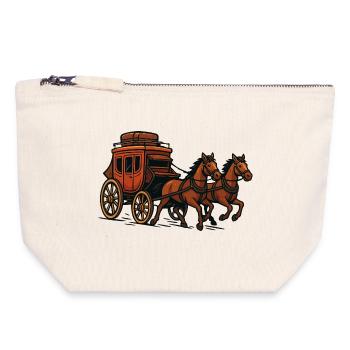 Scène de calèche - Pochette zippée en toile 18 x 19 cm - blanc naturel - Devant