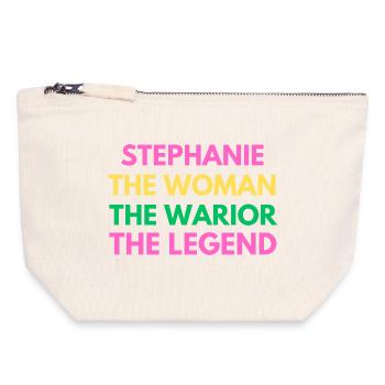 Stephanie La Femme La Guerrière - Noms Cadeaux - Pochette zippée en toile 18 x 19 cm - blanc naturel - Devant