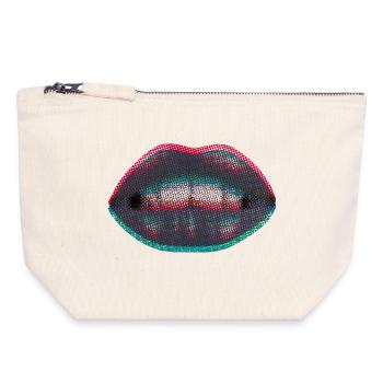 Dotted neon lips - Canvas Zip Pouch 18 x 19 cm - nature - Front