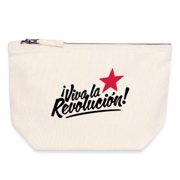 viva la revolucion - revolution! - Canvas Reißverschluss-Täschchen (18 x 19 cm) - Naturweiß - Vorne