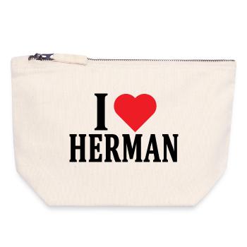 T-Shirt Name Ich liebe Herman T-Shirt Geschenkidee - Canvas Reißverschluss-Täschchen (18 x 19 cm) - Naturweiß - Vorne
